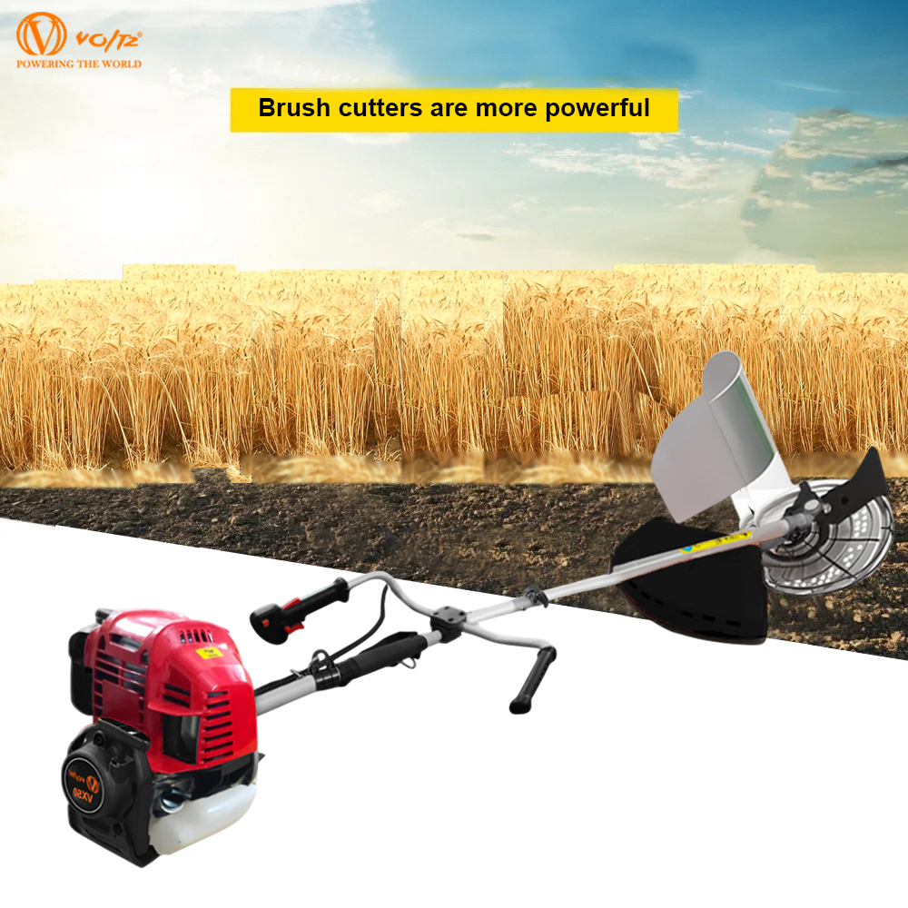 VOLTZ VX50 Brush Cutter 4 Stroke Side Pack Cutter 48cc Extra Power Torque Engine | with Heavy Duty 80 Teeth, 3 Teeth Blades For Grass Trimming, Lawn Cutting, etc (Fuel Power)