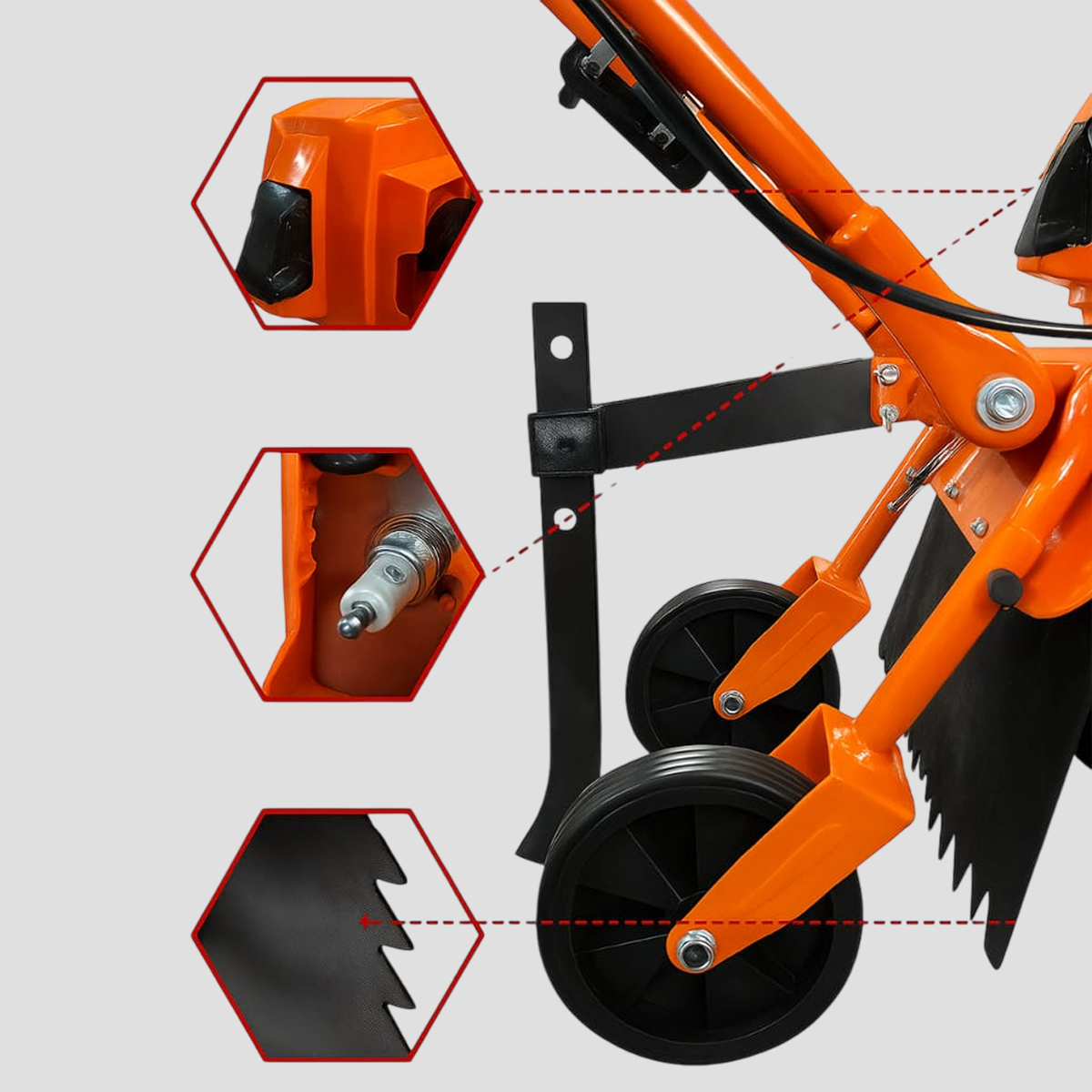 VOLTZ MT-63 Farming Mini Tiller 63cc 3Hp Heavy Duty Powerful 2 Stroke Petrol Engine with High Carbon Steel Blades, Cultivator, Rotavator, Weeder Mini Rotavator (for Agricultural)