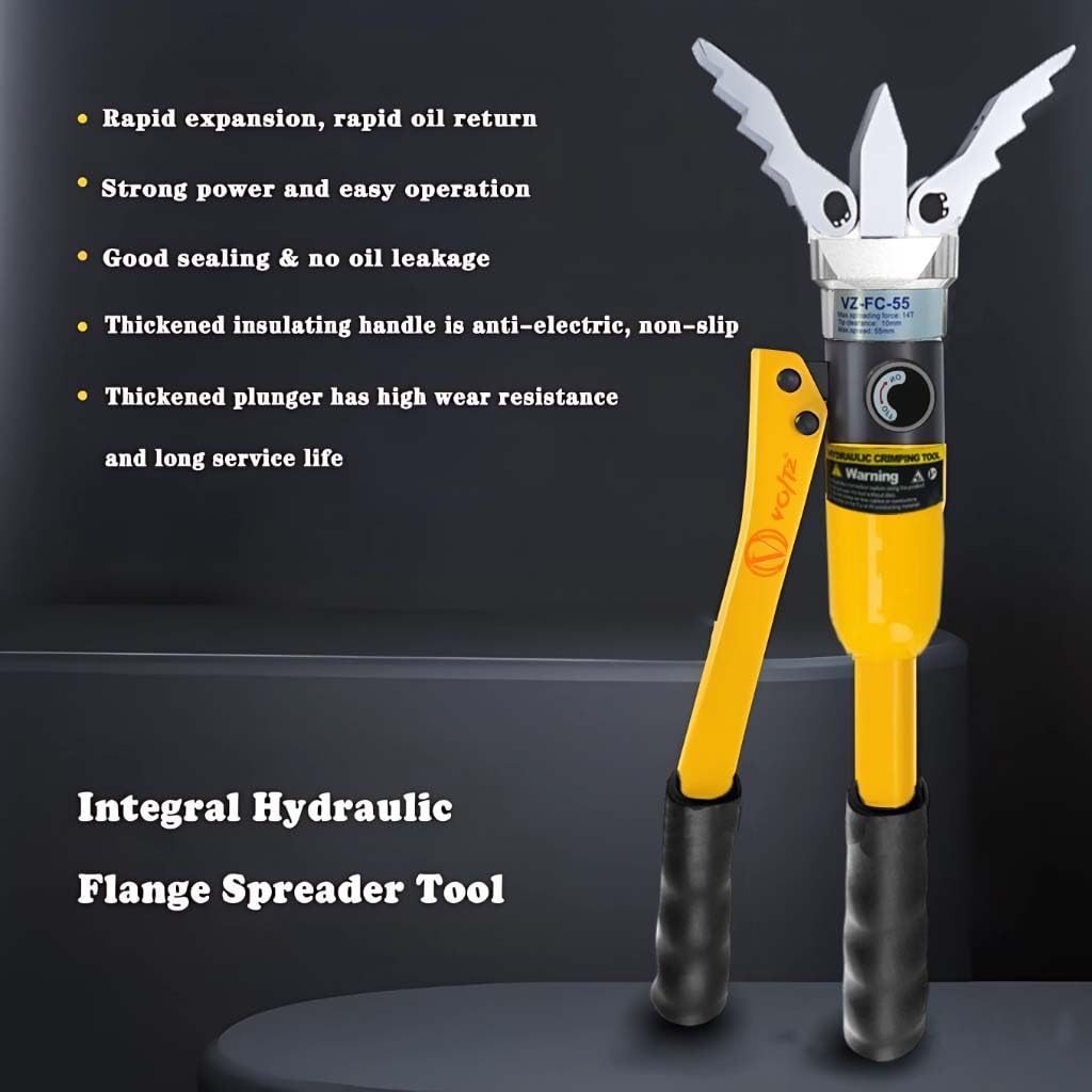 VOLTZ-VZ-FC-55 Integrated Hydraulic Flange Spreader 14Ton, Portable Hydraulic Flange Expander Splitter, Max Spread 55mm/2.16in, Manual Flange Dividing Tool for Pipeline Maintenance