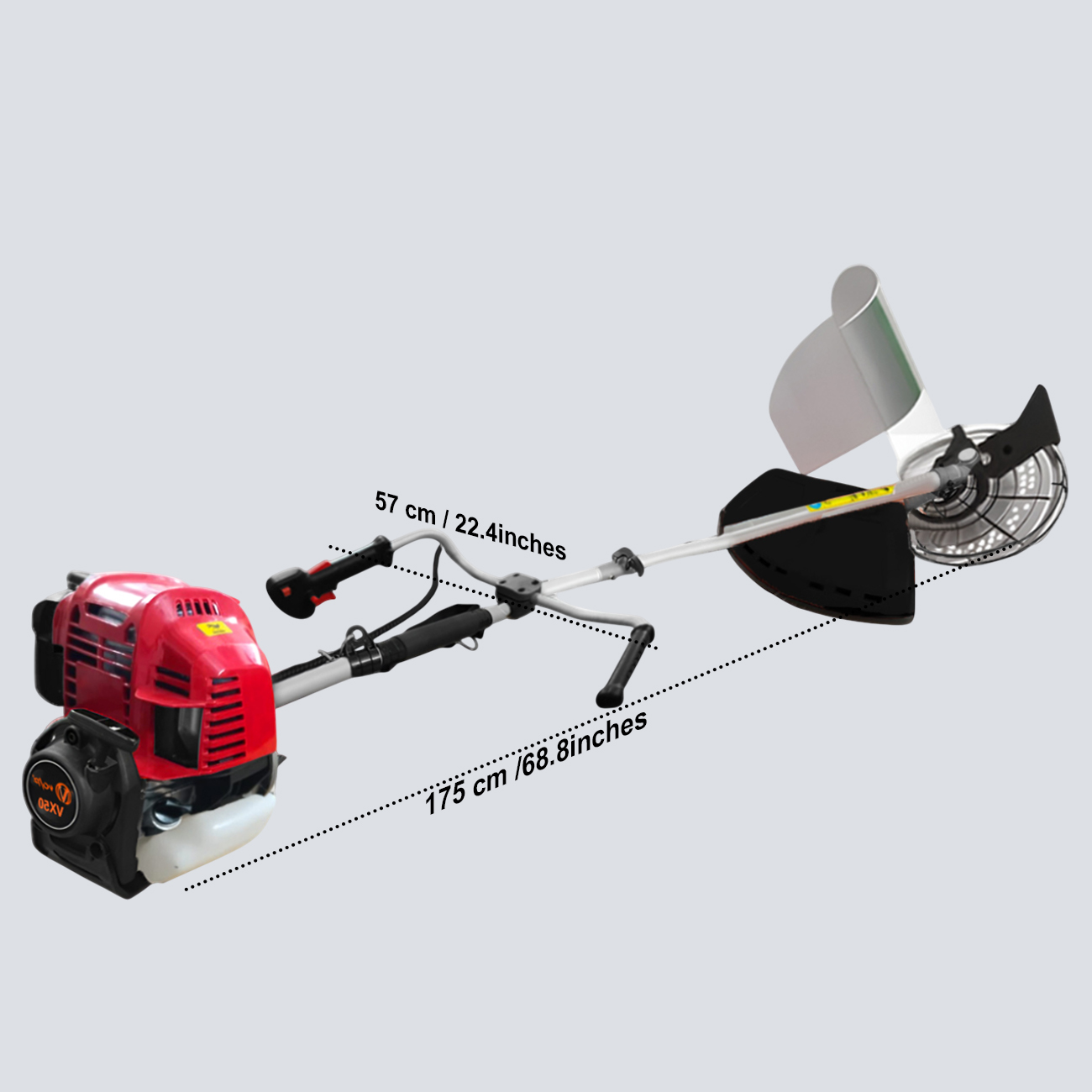VOLTZ VX50 Brush Cutter 4 Stroke Side Pack Cutter 48cc Extra Power Torque Engine | with Heavy Duty 80 Teeth, 3 Teeth Blades For Grass Trimming, Lawn Cutting, etc (Fuel Power)