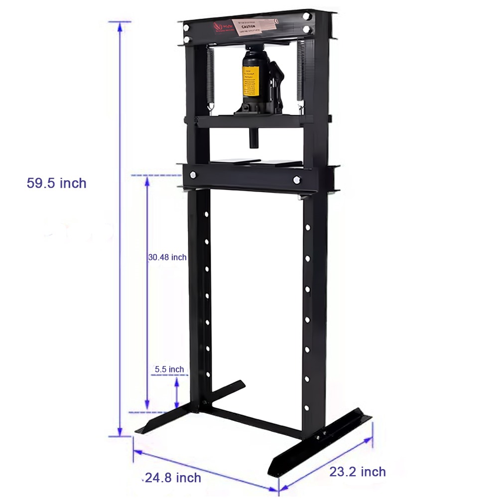 VOLTZ 30-Ton Hydraulic Shop Press Floor Press with Press Plates and H Frame is Load capacity 30 ton Gears and Bearings Overall height 60"