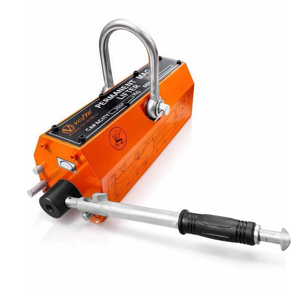 VOLTZ VZ-MPL-3Ton Permanent Magnetic Lifter (3000kg) Metal Plate and Cylinder Magnetic Lifting Crane Hoist Heavy Duty with Safety Lock Industrial Use