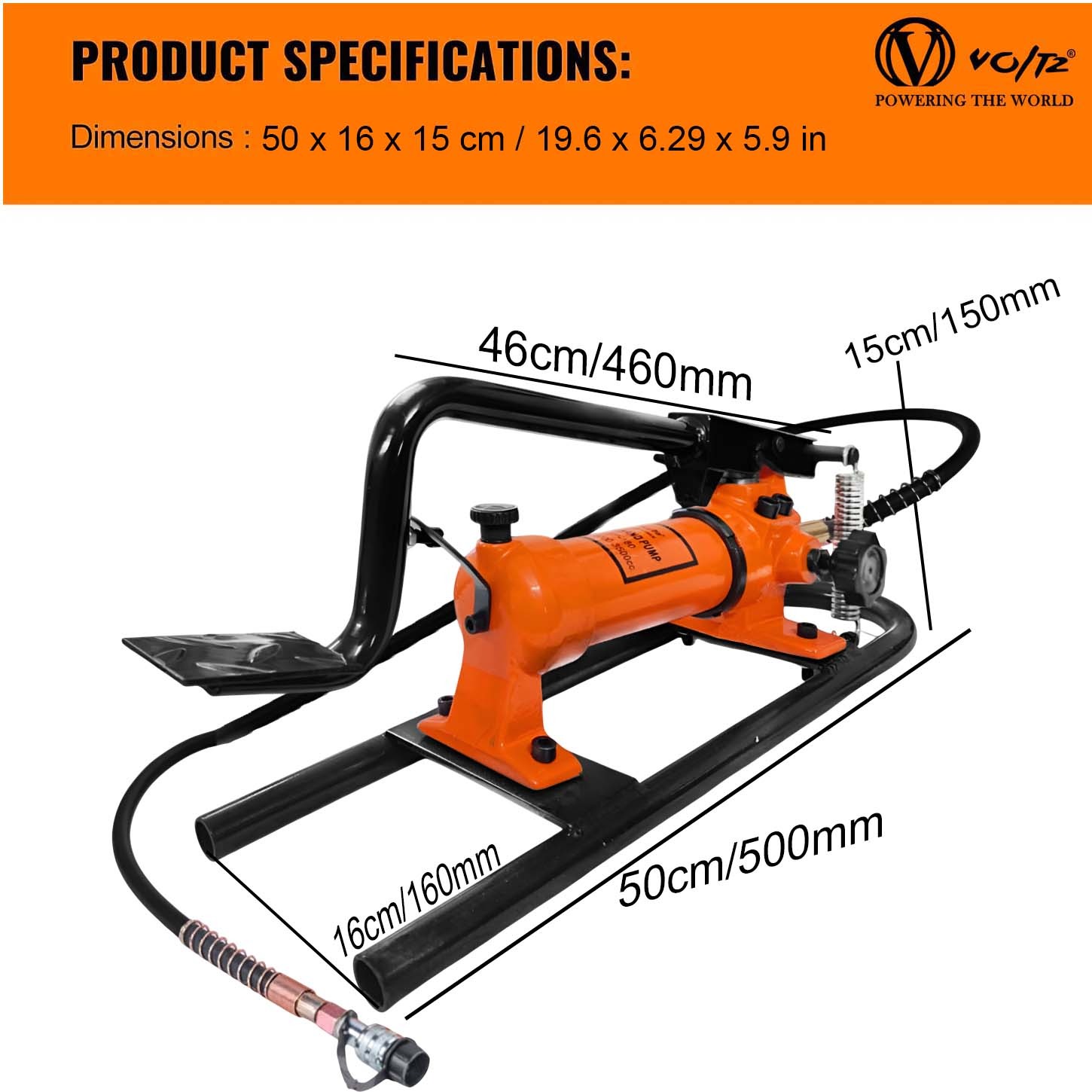 VOLTZ VZ-FP-180 Hydraulic Foot Pump Manual Operated Oil Capacity 3000-3500cc Single Acting Industrial Foot Pump Tool