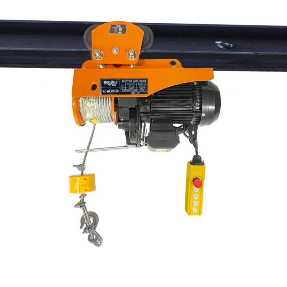 VOLTZ VZ-MEH 1500 X 20mtr Mini Electric Hoist with 1 Ton Electric Trolley for Small Job Works and Domestic Use Single Phase, 1500 kg