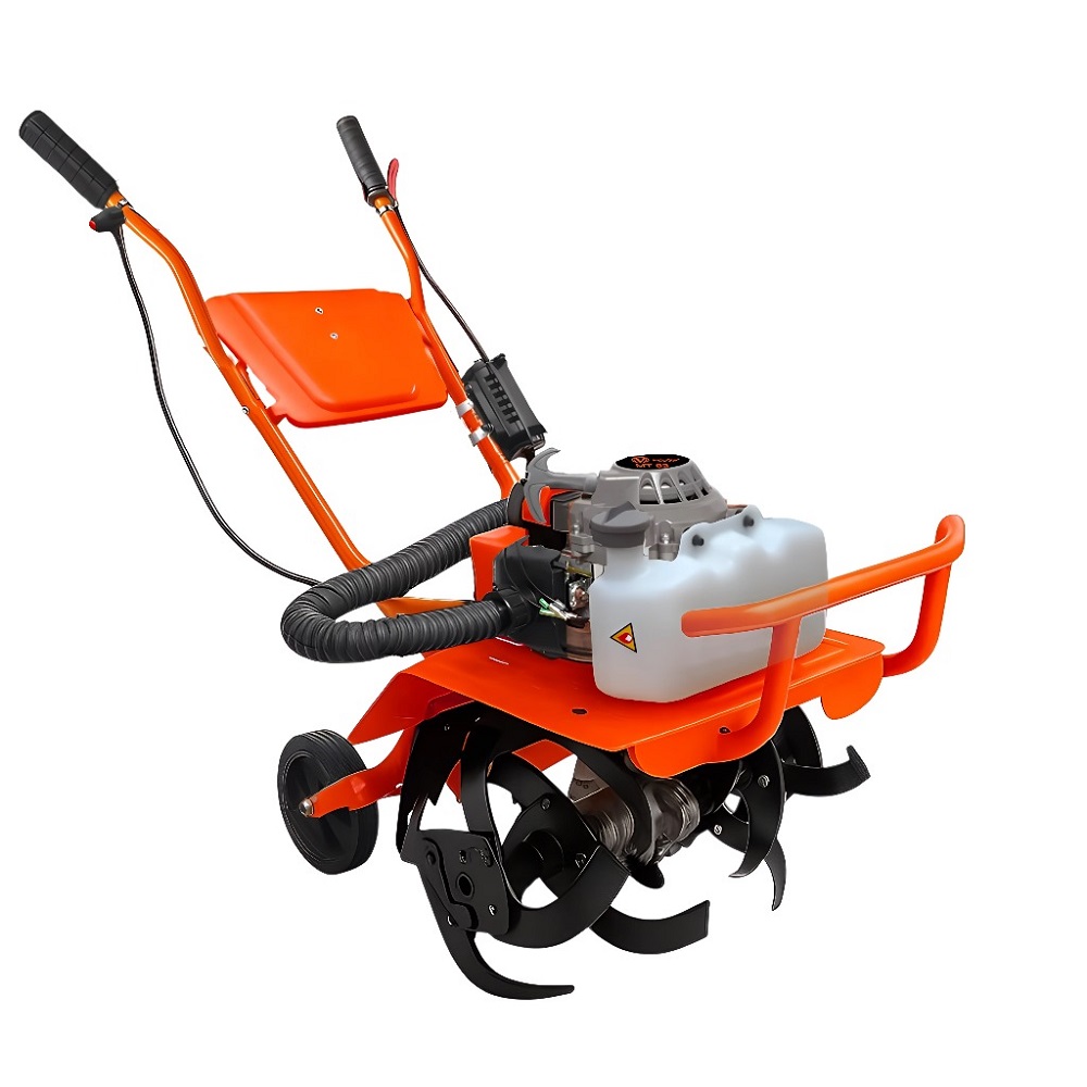 VOLTZ MT-63 Farming Mini Tiller 63cc 3Hp Heavy Duty Powerful 2 Stroke Petrol Engine with High Carbon Steel Blades, Cultivator, Rotavator, Weeder Mini Rotavator (for Agricultural)