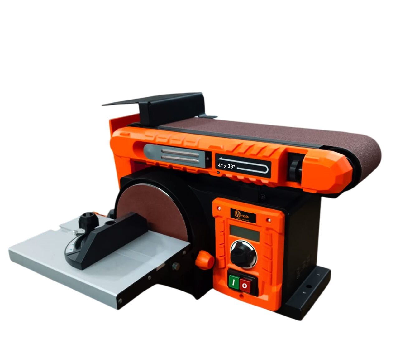 VOLTZ VZ-BSH1510 New 400W Electric Belt Grinder Sander 4”x 36” in. Belt & Disc Sander 6” Bench Sanding Machine With Speed Controller Workshop Grinding Machine
