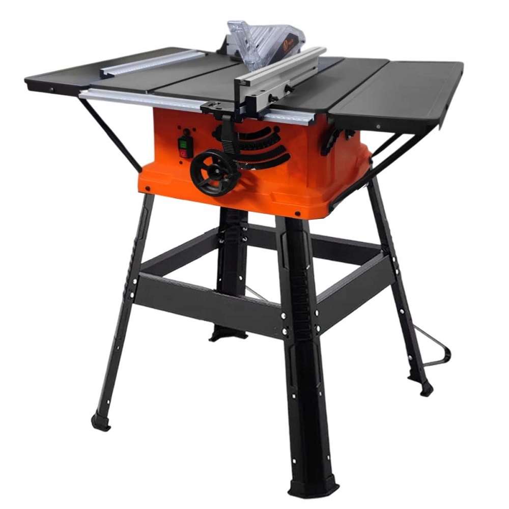 VOLTZ VZ-WTS254 Electric Wood Table Saw 2400W Speed 5300RPM Portable Steel Body With Metal Stand & Sliding Miter Gauge Blade 254mm, 60T Table Saw