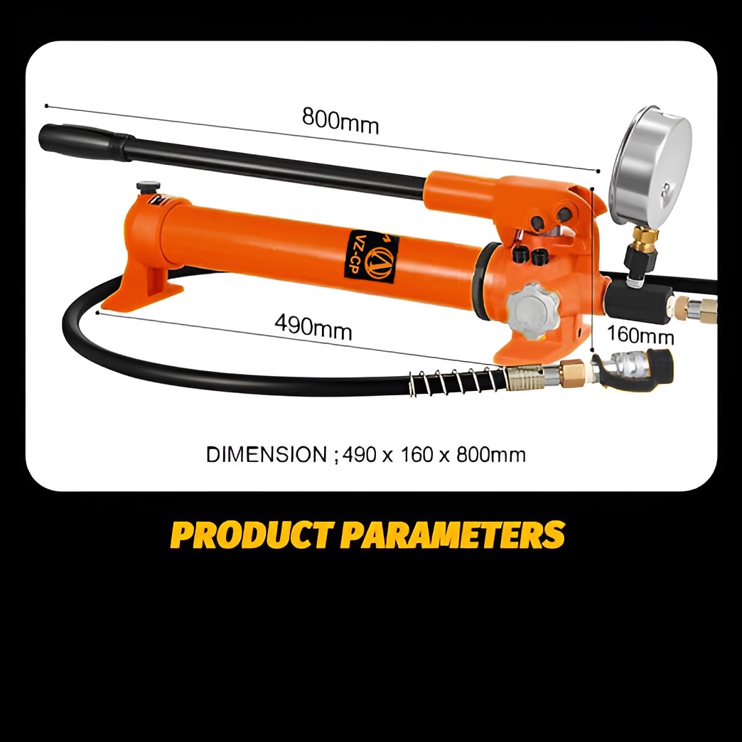 VOLTZ VZ-RSC-20100 Hydraulic Lifting Jack with CP 700B Pressure Gauge Hydraulic Pump Single Acting Ram 100mm Lifting Hydraulic Cylinder Jack Solid with Hand Pump 20 TON