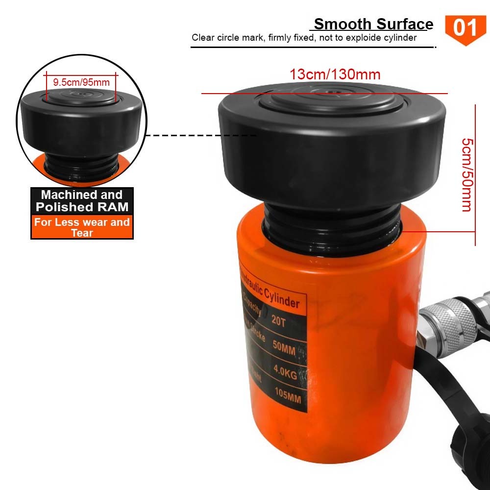 VOLTZ VZ-SN-2050 Hydraulic Lifting Jack with CP-180 Hydraulic Pump Single Acting Lock Nut lifting Stroke 50MM Lift Cylinder Jack Solid 20TON (2inch)