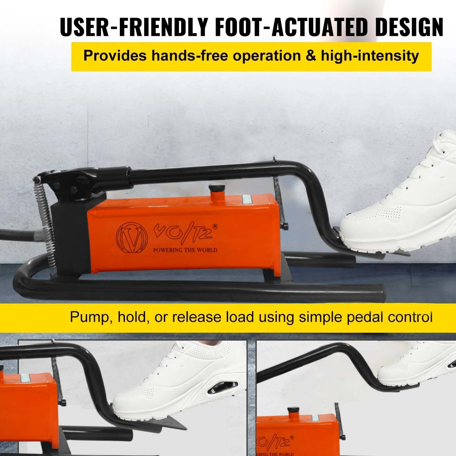 VOLTZ VZ-FP-700 Hydraulic Foot Pump Manual Operated Single Acting Industrial Foot Pump Tool Indoor and Outdoor