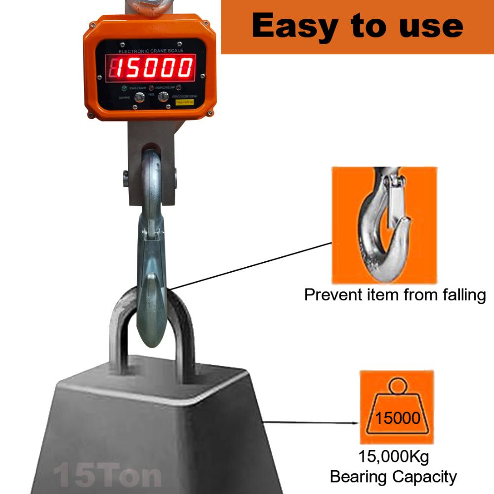 VOLTZ VZ-CS 15 Ton Digital Scale 33000lb/15000Kg Digital Hanging Scale Industrial Heavy Duty Crane Scale with Remote Control