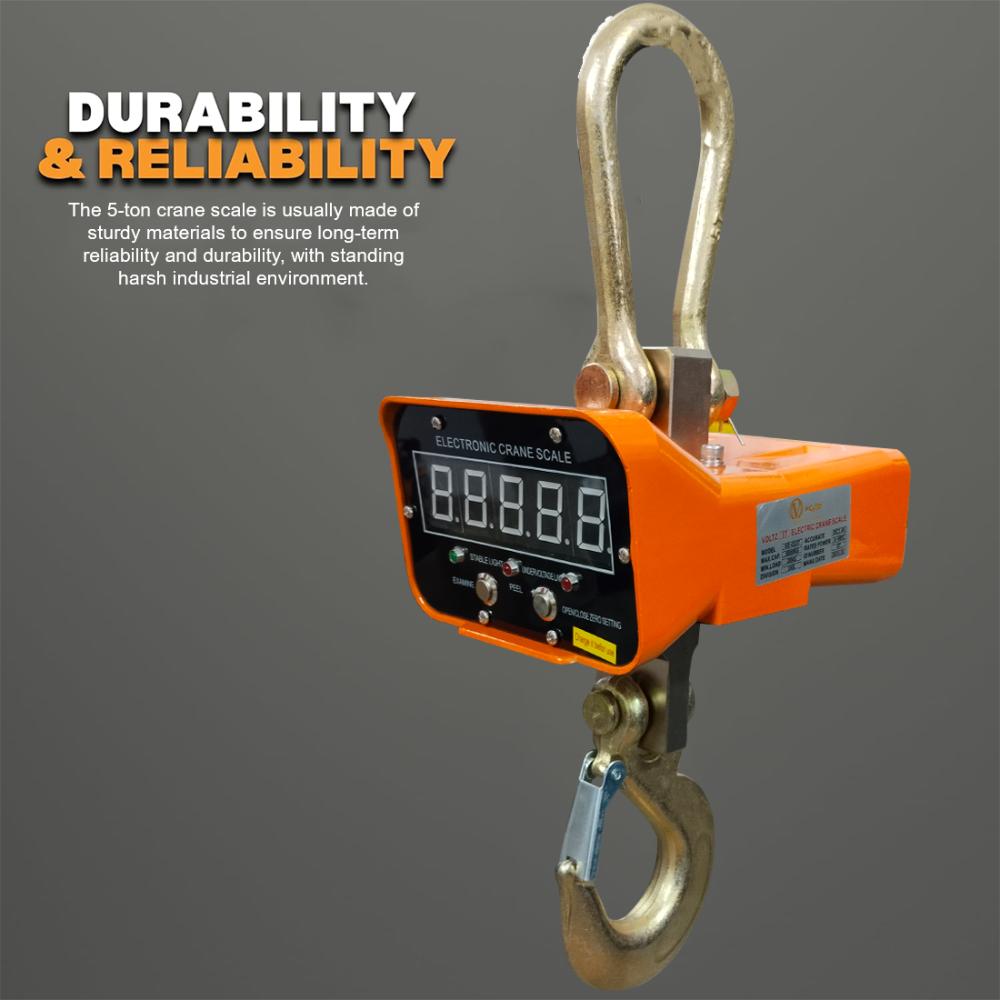 VOLTZ VZ-CS 5 Ton Digital Scale 11000lb/5000Kg Digital Hanging Scale Industrial Heavy Duty Crane Scale with Remote Control