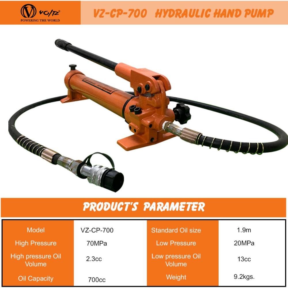 VOLTZ VZ-RCH-3050 Hydraulic Lifting Jack Hydraulic Hollow Hole Cylinder Jack with CP 700 Hydraulic Pump Single Acting Ram 50mm Lifting Hydraulic Cylinder Jack Solid with Hand Pump 30 TON (2inch)