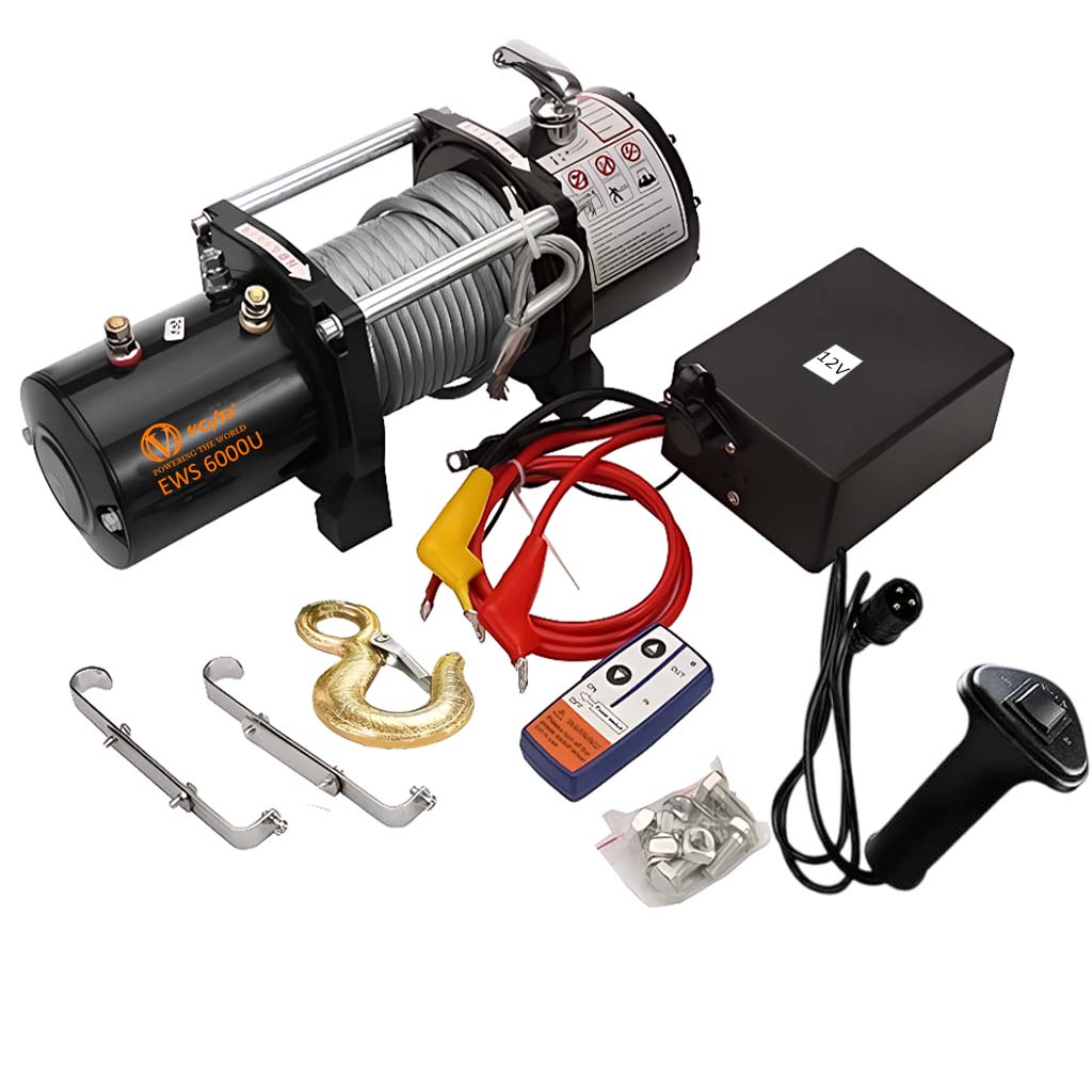 VOLTZ EWS-6000U 12V Electric winch with steel rope (2722kg) single line, battery-operated Remote control winch Cable (24M)/7.2mm alloy steel