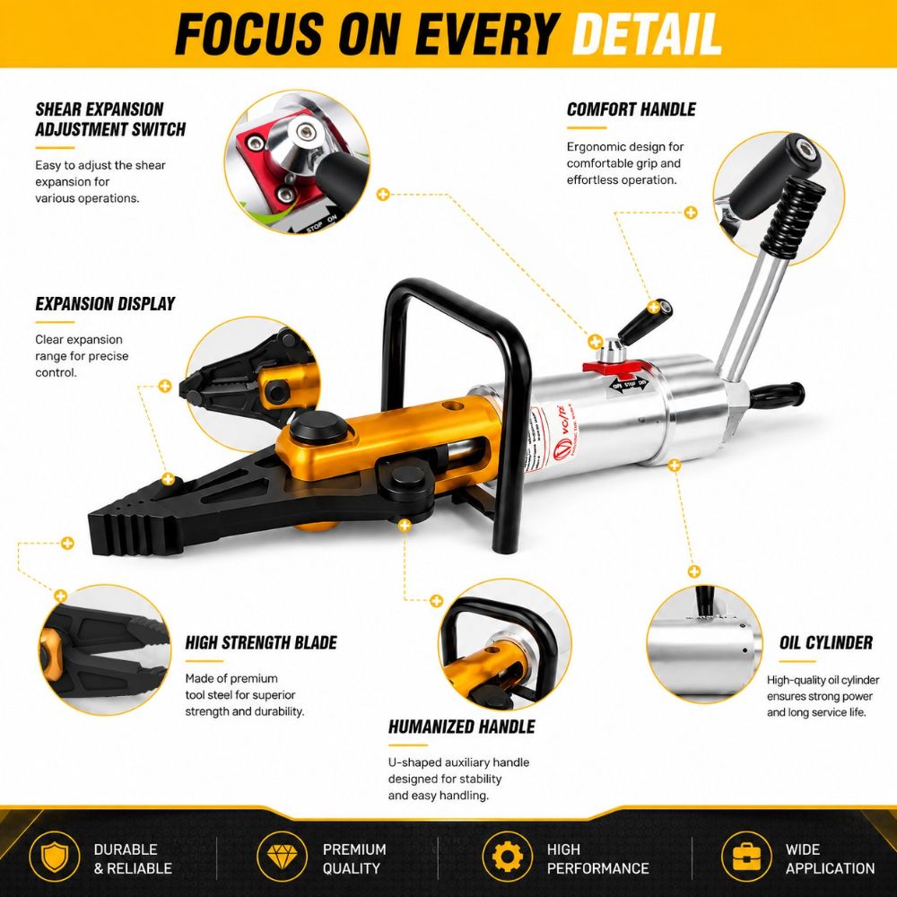 VRS-20A Hydraulic Rescue Spreader Cutter Hydraulic Spreader Pliers - 18t Shearing Force & 5.5t Spreading Force, Cutting & Expanding Tools for Traffic Accidents