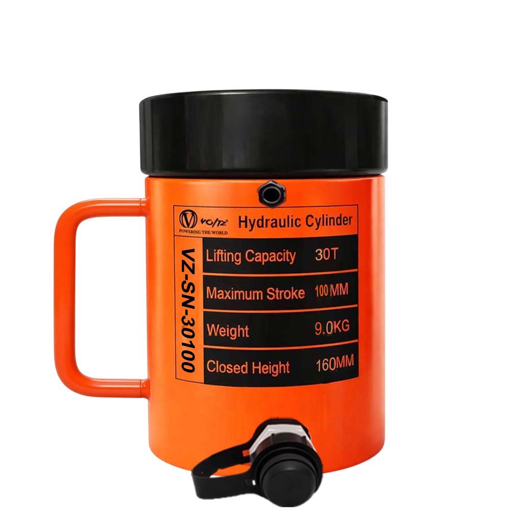 VOLTZ VZ-SN-30100 Hydraulic Lifting Jack with CP-700 Hydraulic Pump Single Acting Lock Nut lifting Stroke 100MM Lift Cylinder Jack Solid 30TON (4inch)