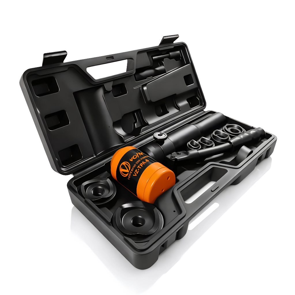 VOLTZ TPA-8 Hydraulic Knockout Metal Hole Punch Driver Kit Electrical Conduit Hole Cutter Set Metal Sheet Puncher Cutter Dies  1/2 to 2 inch (TPA-8 Orange)