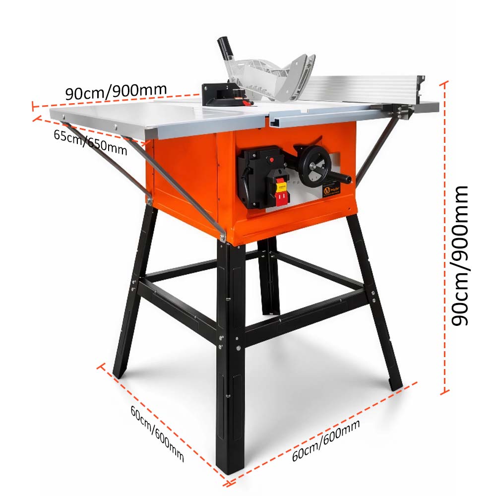 VOLTZ WTS-250B Wood Table 1800W Speed 4500 RPM Portable Steel body Structure Table Saw With Metal Stand & Sliding Miter Gauge, Corded Electric table saw