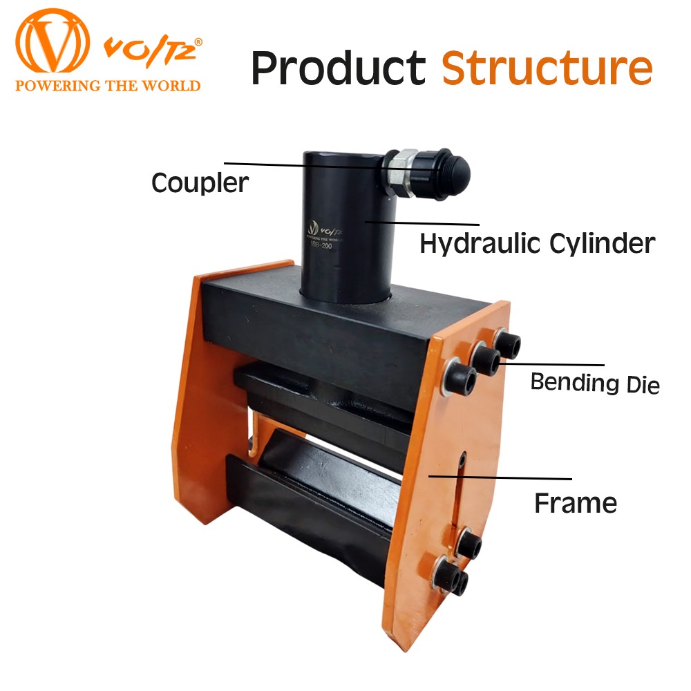 VOLTZ VBB-200 with CP-700 Hand Pump Hydraulic Copper Busbar Bender 12MM Thickness Bending 25T Bend Plate