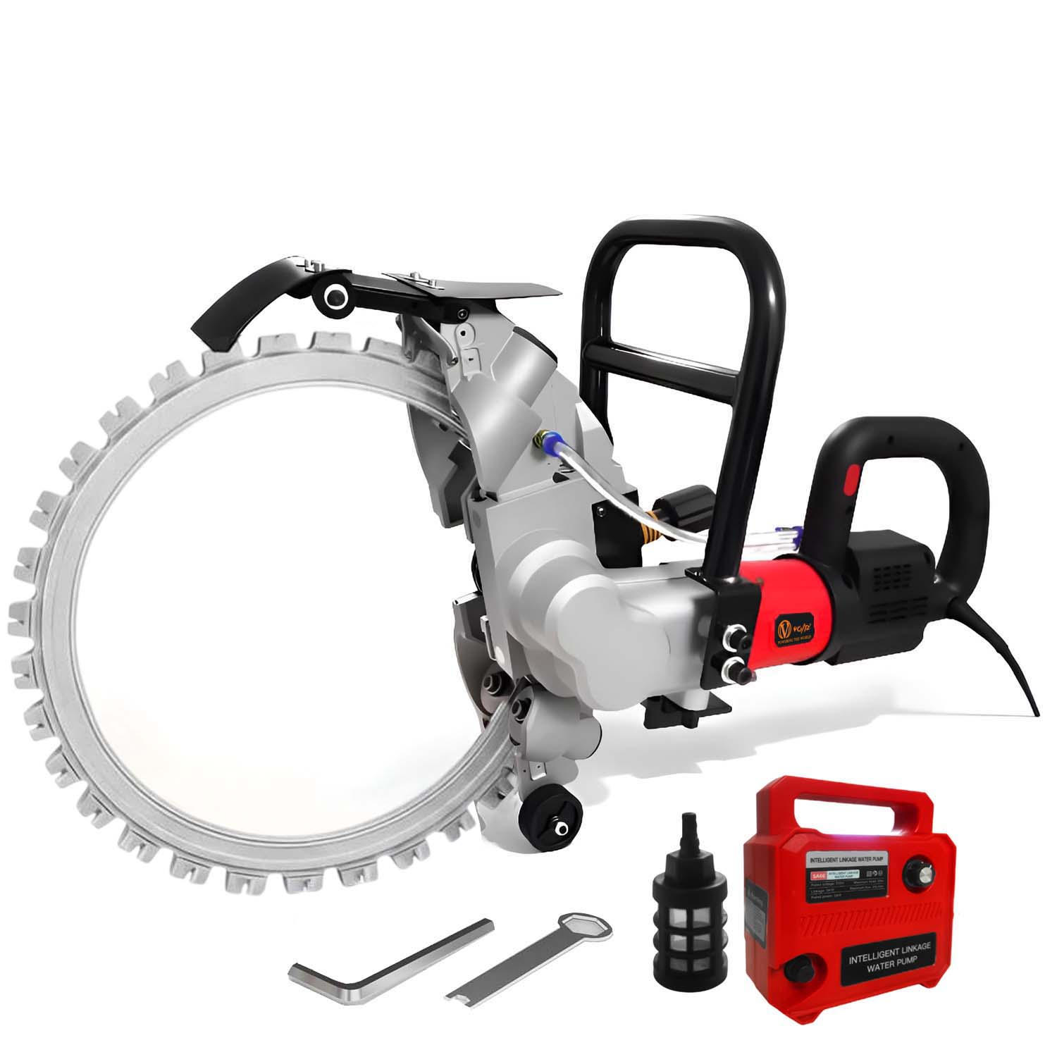 VOLTZ BL-410 Brushless Wall Chaser 8500W | 16-Inch (410mm) Saw with Water Line | 2000RPM, 300mm Cutting Depth Diamond Cutting Blade 220V Wall, Marble, Concrete Cutter Machine