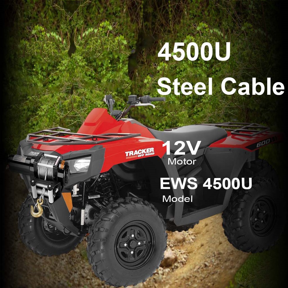 VOLTZ VZ-4500LBS 12V Electric winch with steel rope (2041kg) single line, battery-operated Remote control Cable (10M)/5.3mm alloy steel