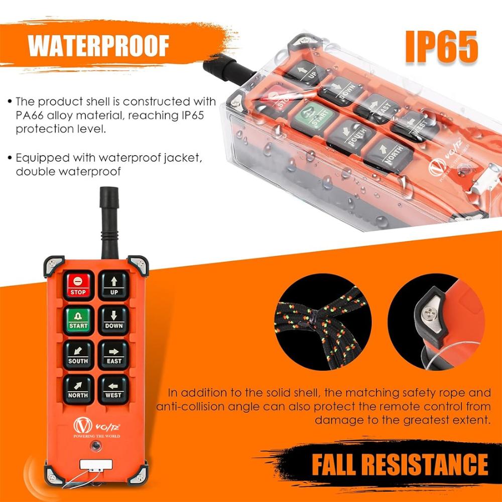 VOLTZ  F21-E1 RX Hoist Crane Industrial Remote Control Wireless Transmitter Push Button Switch Channel