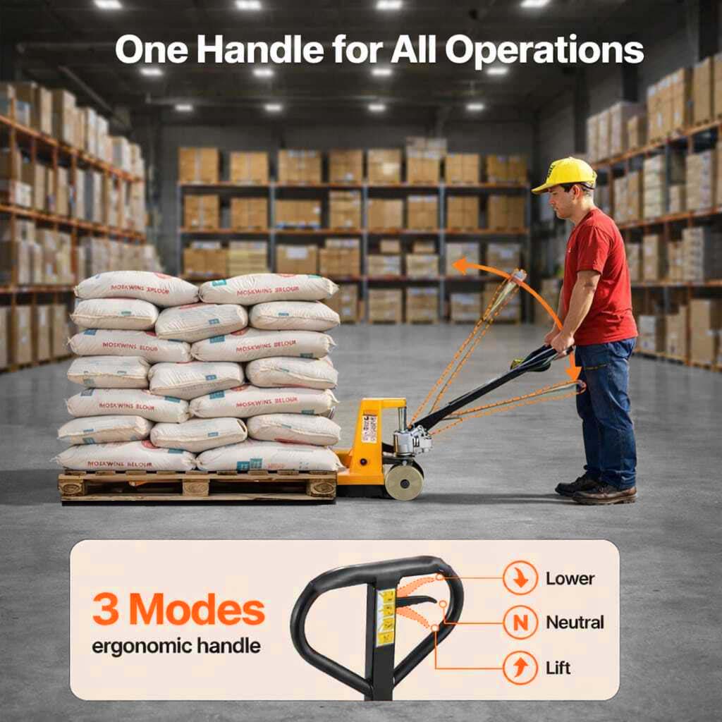 VOLTZ PT-3 Ton Hydraulic Hand Pallet Truck 3000kg Lift Height 200mm, Fork Size 1350x540x12000mm Heavy Duty 3 Stage Lever Manual Use for Warehouse, Factory Operations