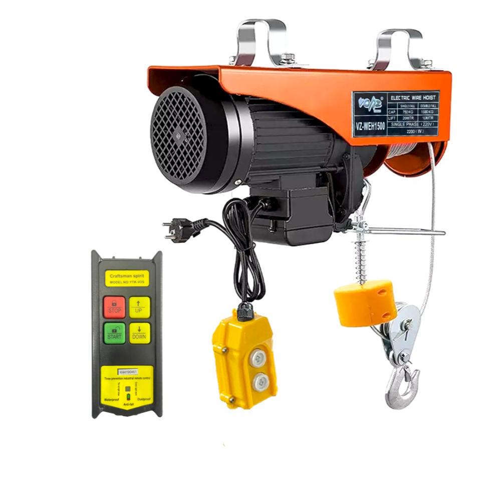 VOLTZ VZ-WEH 1500 X 20mtr Wireless Mini Electric Hoist for Small Job Works and Domestic Use Single Phase, 1500 kg