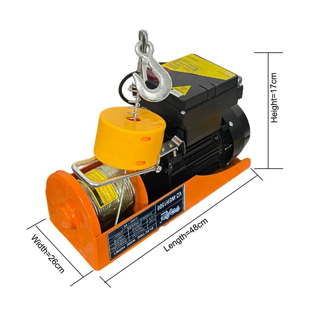 VOLTZ VZ-WEH 1500 X 20mtr Wireless Mini Electric Hoist for Small Job Works and Domestic Use Single Phase, 1500 kg