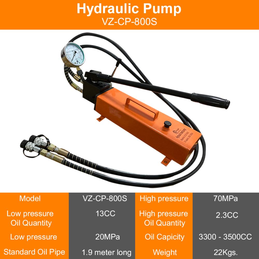 VOLTZ CH-80 Hydraulic  Hole Punching Tool with VZ-CP-800S Hand Pump 50T Hole Digger Force Puncher Smooth Hole Puncher for Iron Plate Copper Bar Aluminum Stainless Steel