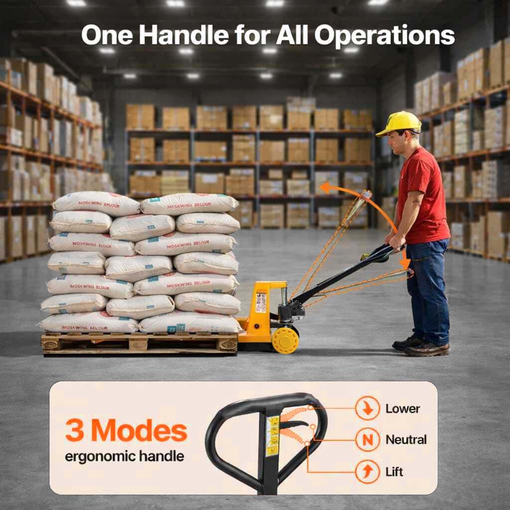 VOLTZ PT-5 Ton Hydraulic Hand Pallet Truck 5000kg Lift Height 250mm, Fork Size 1440x690x1200mm Heavy Duty 3 Stage Lever Manual Use for Warehouse, Factory Operations