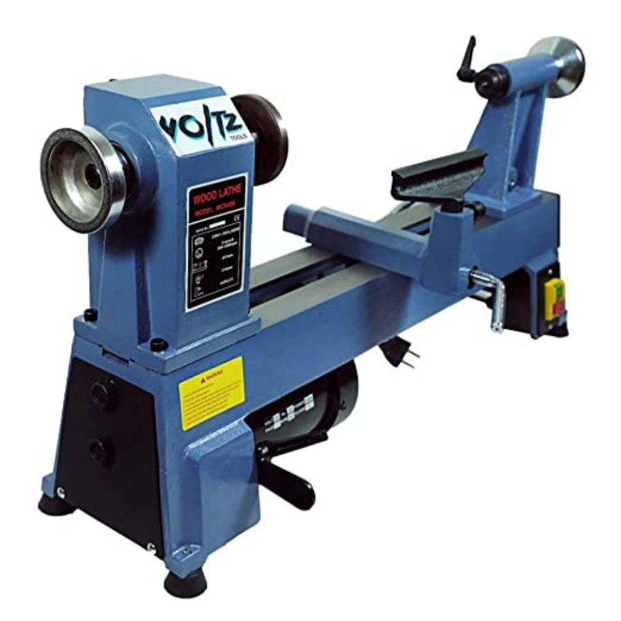 VOLTZ MCS450 - Wood Lathe Power Wood Turning Lathe 450mm 550W Mini Lathe Machine 5 Speed 760/1100/1600/2200/3200 RPM Wood Lathe Perfect for High Speed Sanding and Polishing of Finished Work