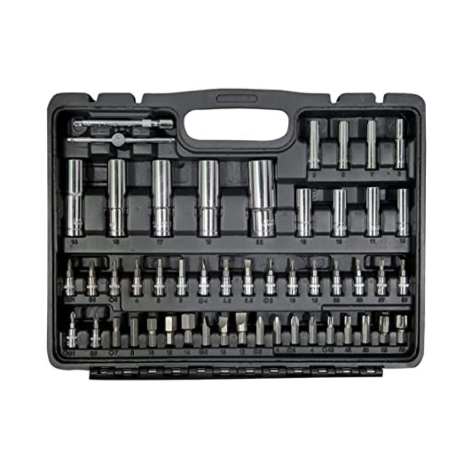 VOLTZ VZ-TK-108 Pcs Sleeve tool set Socket Wrench And Metric 1/4 And 1/2 Drive Socket Set, Extension Bars, Sockets,Quick Release Reversible Ratchet Wrench