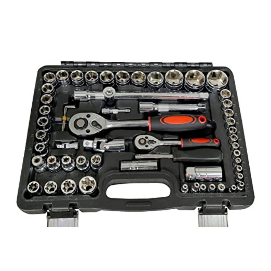 VOLTZ VZ-TK-108 Pcs Sleeve tool set Socket Wrench And Metric 1/4 And 1/2 Drive Socket Set, Extension Bars, Sockets,Quick Release Reversible Ratchet Wrench