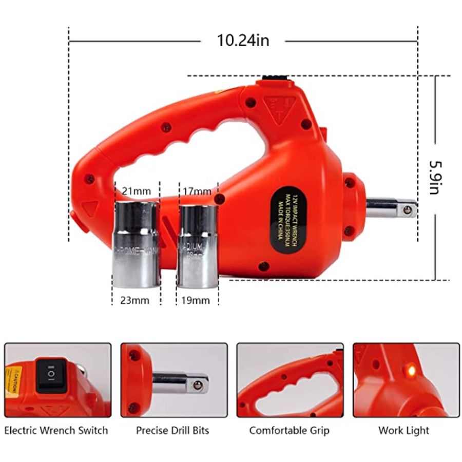 VOLTZ TY155HJS Alloy Steel Touch Screen 2.0 Upgraded Portable Electric 5 Ton 12 V Built-in Inflator Pump for Road Emergencies with Wrench