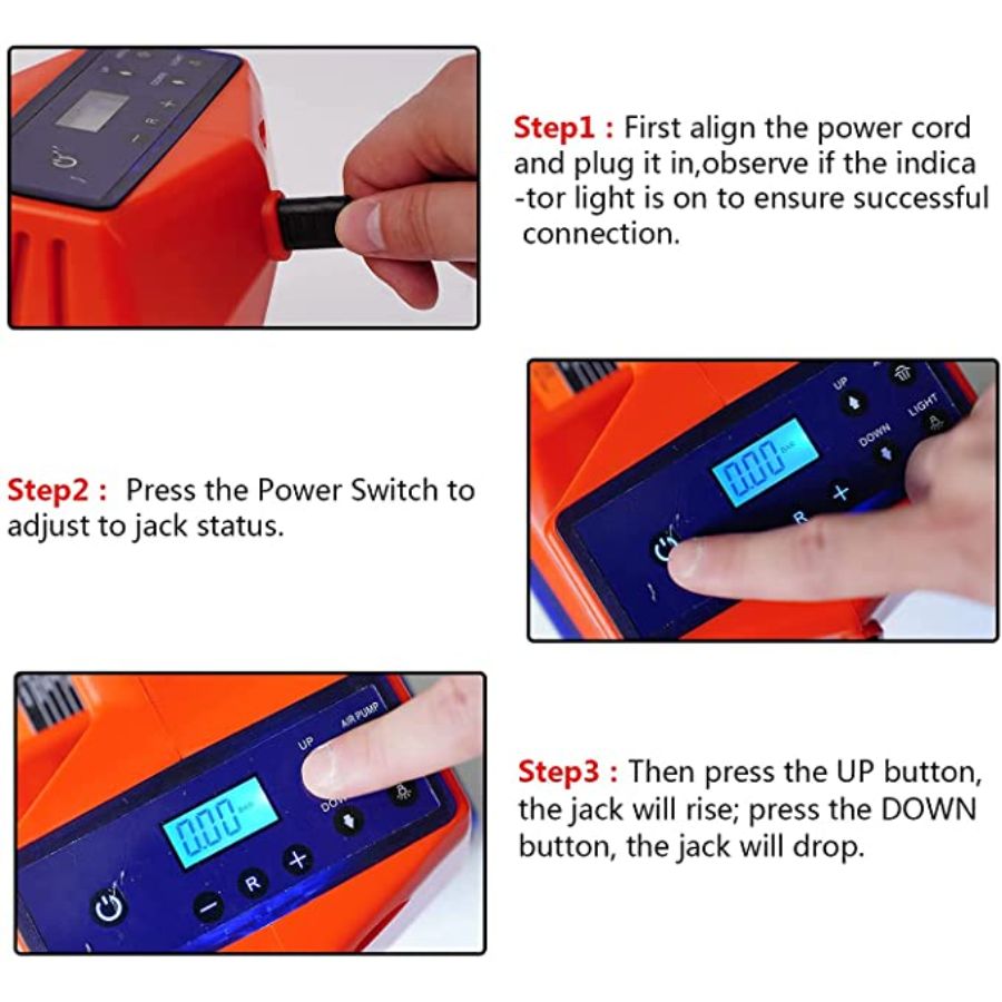 VOLTZ TY155HJS Alloy Steel Touch Screen 2.0 Upgraded Portable Electric 5 Ton 12 V Built-in Inflator Pump for Road Emergencies with Wrench