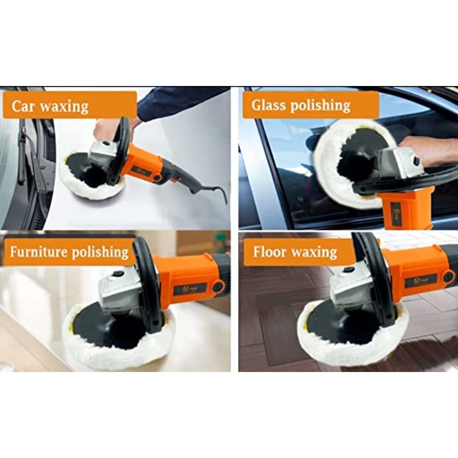 VOLTZ VZ-CP1600 Electric Hand Polisher 1600W Car Polisher, 6 Variable Speed Car Buffer 600-3000RPM,Detachable D Shape Handle Ideal for Polishing Home Appliance, Furniture, Ceramic, Car &Boat Detailing