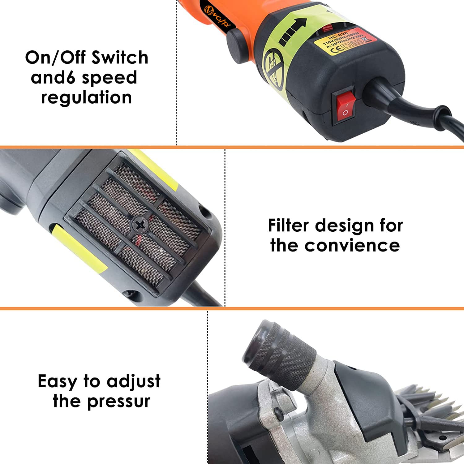 VOLTZ Sheep Clipper 13 Straight Teeth 690W 2400 RPM Electric Professional Heavy Duty Animal Clippers Grooming Clippers for Shaving Thick Hair in Sheep, Goats and Pet Livestock