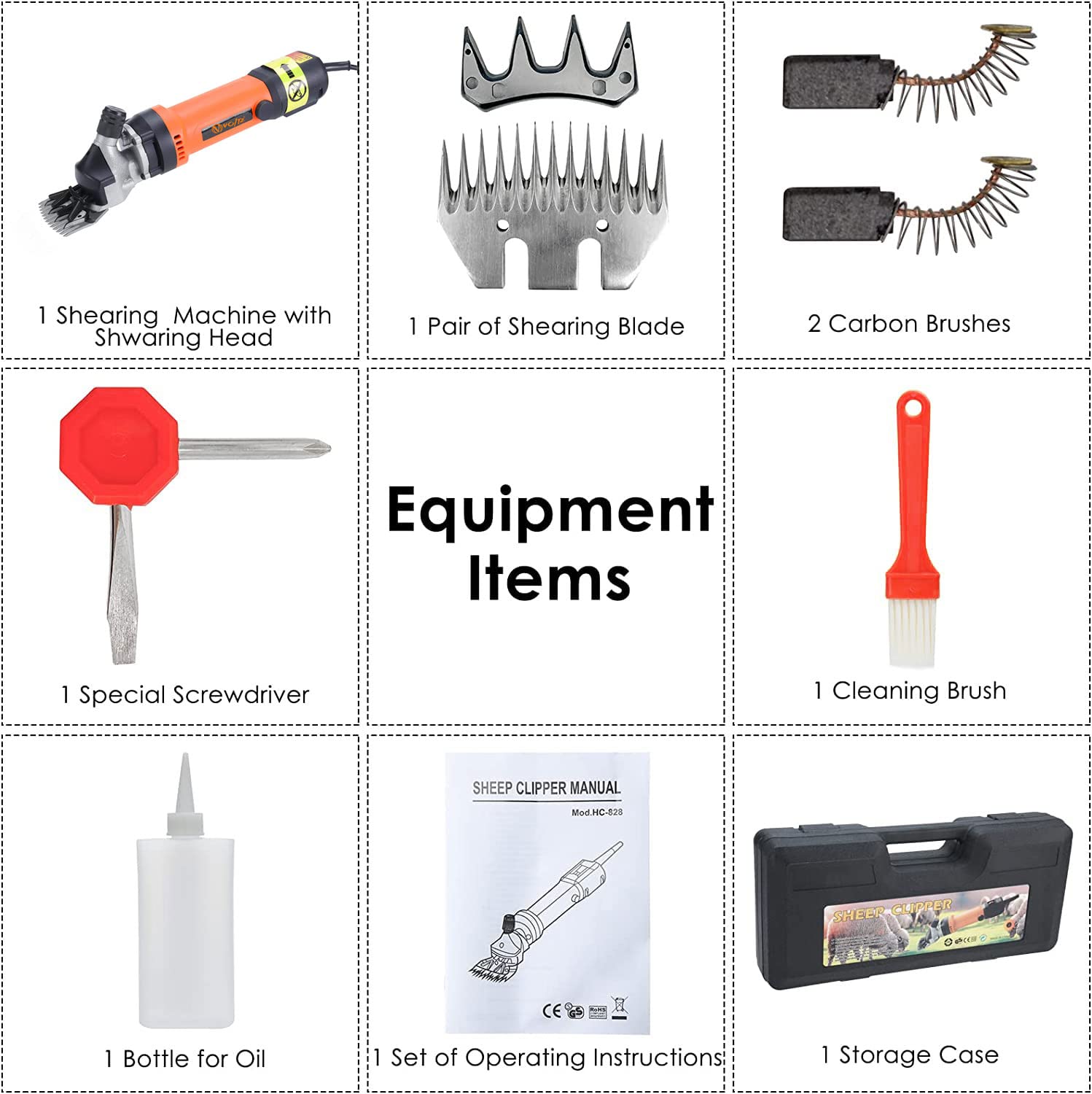 VOLTZ Sheep Clipper 13 Straight Teeth 690W 2400 RPM Electric Professional Heavy Duty Animal Clippers Grooming Clippers for Shaving Thick Hair in Sheep, Goats and Pet Livestock